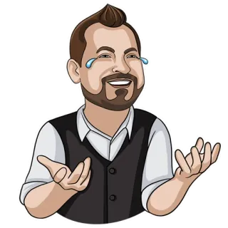🤣 rire, pleurer, joie, content, homme, dessin animé telegram sticker