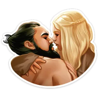 💏 Daenerys Targaryen Game of Thrones beijo, romance, fantasia, série de TV, HBO telegram sticker