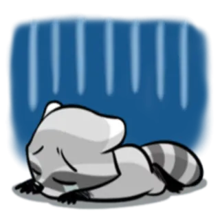 😬 енот, сонный, грустный, животное, мультфильм, уставший, спящий, милый telegram sticker