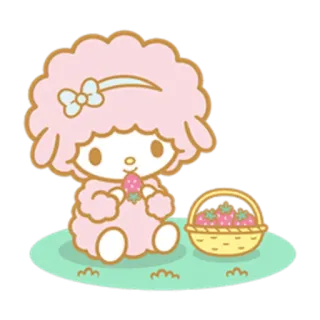 🍓 овца, ягненок, милый, каваий, клубника, корзина whatsapp sticker