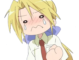 😭 anime, llorando, triste, rubia, personaje whatsapp sticker