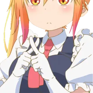 ❌ Tohru Miss Kobayashi's Dragon Maid Аниме, Дракон, Тору, Дракон-горничная Кобаяши, Скрещенные пальцы telegram sticker
