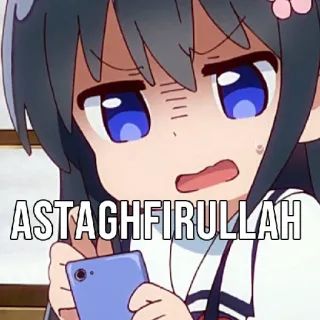 😱 ASTAGHFIRULLAH anime, girl, expression, shock, mobile phone telegram sticker