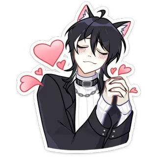 🥰 애니메이션, 캣보이, 귀여운, 카와이, 하트, 스티커 telegram sticker