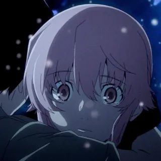 💈 Yuno Gasai Mirai Nikki animé, pleurer, cheveux roses, yandere, fille whatsapp sticker