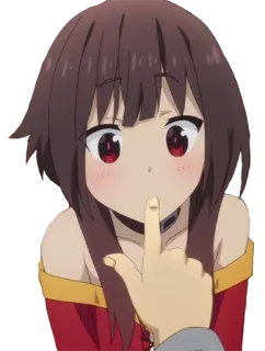 🤫 Megumin Konosuba 动漫, 女孩, 魔法, 可爱, 手指, 嘘, 安静 telegram sticker