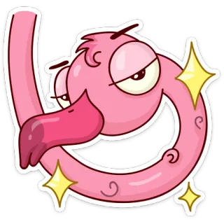 😏 Flamingo, Vogel, Tier, Rosa, Cartoon, Glitzer, Süß telegram sticker