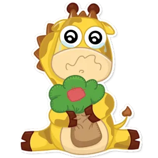 😭 ยีราฟ, การ์ตูน, สัตว์, น่ารัก, สติกเกอร์, ภาพประกอบ telegram sticker
