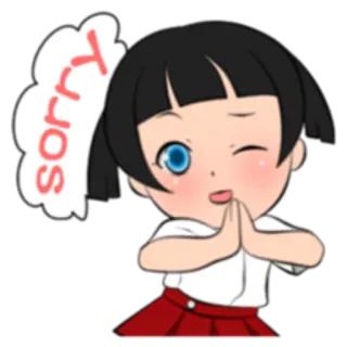 🙏 sorry excuse, dessin animé, fille, anime, désolé(e), mignon whatsapp sticker