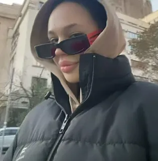 😏 woman, hoodie, portrait, street style, sunglasses telegram sticker