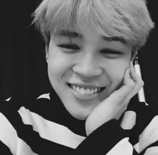 ☁️ Jimin K팝, BTS, 아이돌, 가수, 박지민, 미소, 흑백 telegram sticker
