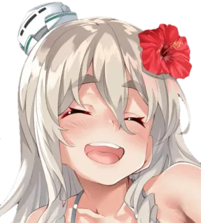 ☺ fille anime, dessin animé, souriant, fleur, mignon, joyeux telegram sticker