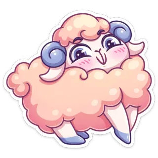 😊 овца, милый, наклейка, мультфильм, животное whatsapp sticker