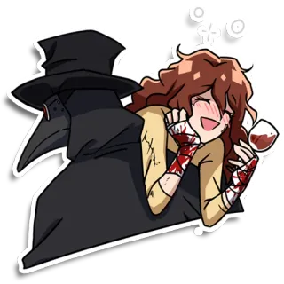 🍷 Pestdoktor, Blut, Gewalt, Trinken, Cartoon, Wein, Verbände telegram sticker