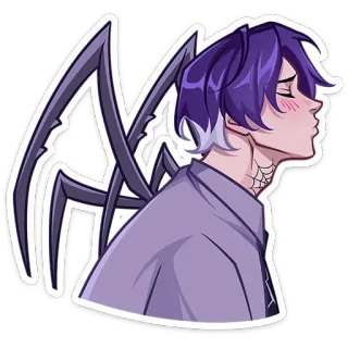 😘 Аниме, Паук, Монстр, Готика, Наклейка, Фиолетовые волосы telegram sticker