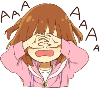 😭 AAAAA Аниме, девушка, кричащая, испуганная, в шоке telegram sticker