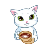☕️ cat, animal, cute, kawaii, cup, drink, heart, white telegram sticker