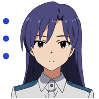 💬 anime, feminino, personagem, cabelo azul, séria, retrato whatsapp sticker