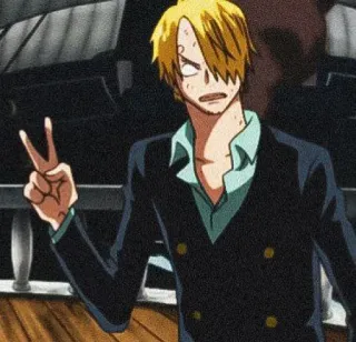 ✌️ Sanji One Piece Sanji, One Piece, Anime, Karakter, Tanda perdamaian telegram sticker