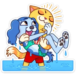 🤗 perro, gato, animales, dibujos animados, amistad, lindo whatsapp sticker