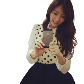 😁 여자, 셀카, 하트 패턴, 인물 사진, 휴대폰 telegram sticker