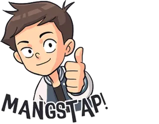 👍 MANGSTAP! pouce levé, garçon, dessin animé, approbation, expression telegram sticker