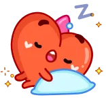 😴 coração, sono, fofo, desenho animado, kawaii, travesseiro, sonho, sonolento telegram sticker