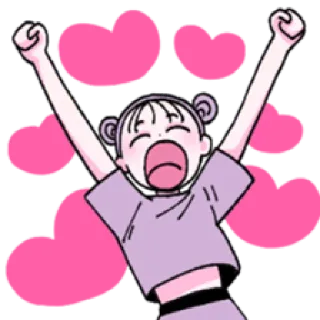 🥰 fête, joie, coeurs, mignon, fille, dessin animé telegram sticker