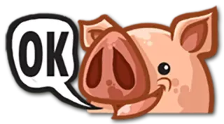 👌 OK porco, animal, OK, balão de fala telegram sticker