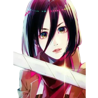 🗡 Mikasa Ackerman Attack on Titan Mikasa Ackerman, Attack on Titan, Anime, Manga, Zwaard, Soldaat, Personage telegram sticker
