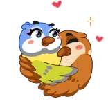 🥰 burung, cinta, imut, peluk, kasih sayang, kartun, binatang telegram sticker