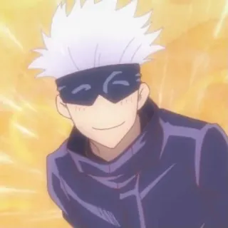 🌟 Satoru Gojo Jujutsu Kaisen Anime, Gojo Satoru, Jujutsu Kaisen, Manga, souriant, cheveux blancs, personnage telegram sticker