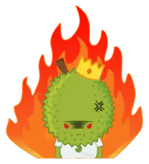 😡 Durian, Ogień, Król, Korona, Owoc telegram sticker