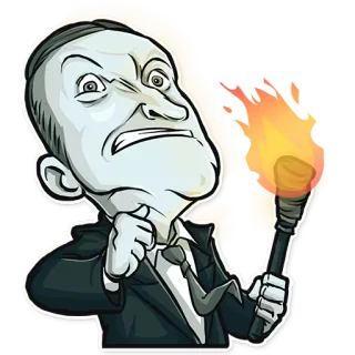 😡 Putin poutine, russie, torche, feu, guerre, politicien telegram sticker
