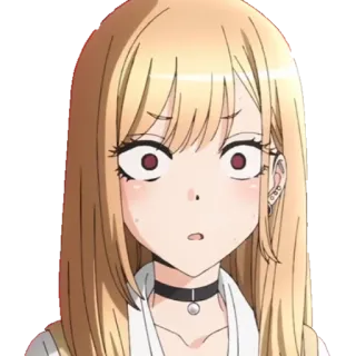 😳 Marin Kitagawa My Dress-Up Darling anime, kartun, terkejut, kaget, cewek, pirang, Marin Kitagawa, My Dress-Up Darling telegram sticker