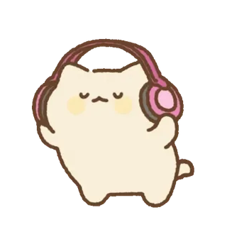 💬 cat, headphones, animal, kawaii, music, cute, sticker whatsapp sticker