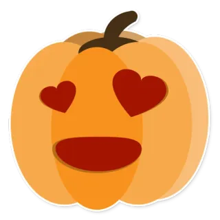 😍 zucca, emoji, occhi a cuore, autunno, halloween, carino, adesivo telegram sticker