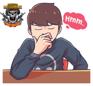 🤔 Hmm.. game, battlegrounds, thinking, PMC Squad, PUBG, military telegram sticker