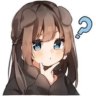 🤔 アニメ, 女の子, 質問, 犬耳, 考え中, 可愛い telegram sticker