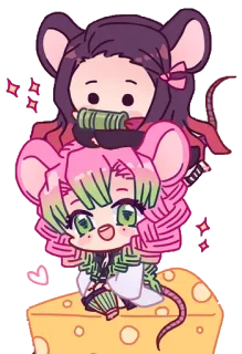 💖 Nezuko Kamado Demon Slayer 动漫, 漫画, 可爱, 老鼠, 祢豆子, 蜜璃 whatsapp sticker