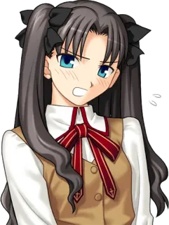 😬 Rin Tohsaka Fate/stay night Anime, Chica, Rin Tohsaka, Fate/stay night, Personaje whatsapp sticker