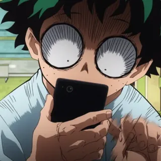 🥦 Deku My Hero Academia anime, my hero academia, deku, shocked, phone, izuku midoriya telegram sticker