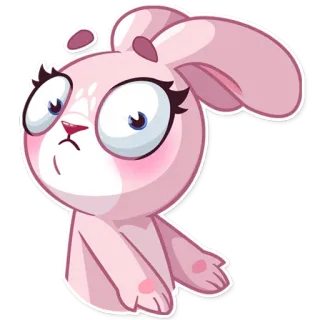 😕 conejo, rosa, dibujos animados, lindo, animal telegram sticker