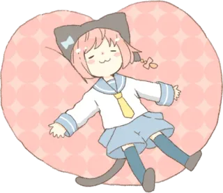 😚 animé, chat, mignon, chibi, sommeil, oreiller telegram sticker