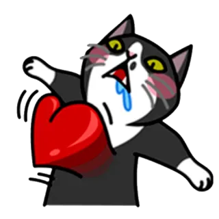 ❤ кот, любовь, сердце, милый, наклейка, мультфильм whatsapp sticker