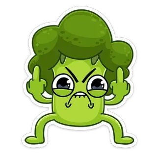 🖕 brócolis, desenho animado, dedo do meio, rude, ofensivo, vegetal, adesivo whatsapp sticker