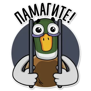 🙁 ПАМАГИТЕ! kaczka, więzienie, pomoc, smutny, kreskówka, ptak telegram sticker