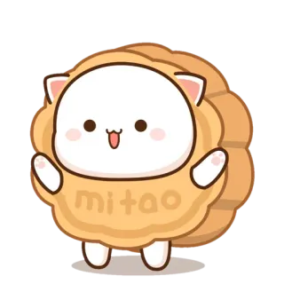 🥮 mitao Katze, Keks, süß, kawaii, mitao telegram sticker
