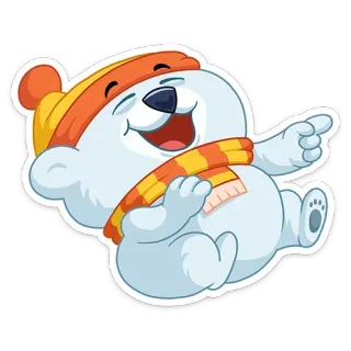 😀 ours, dessin animé, animal, mignon, autocollant, hiver, chapeau, écharpe telegram sticker