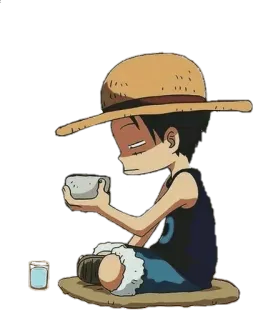 ☕ Monkey D. Luffy One Piece Anime, One Piece, Luffy, Sombrero de Paja, Dibujos animados whatsapp sticker